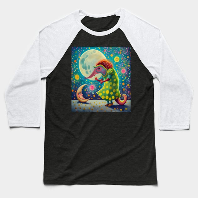 old pangolin dancing on moon Baseball T-Shirt by Catbrat